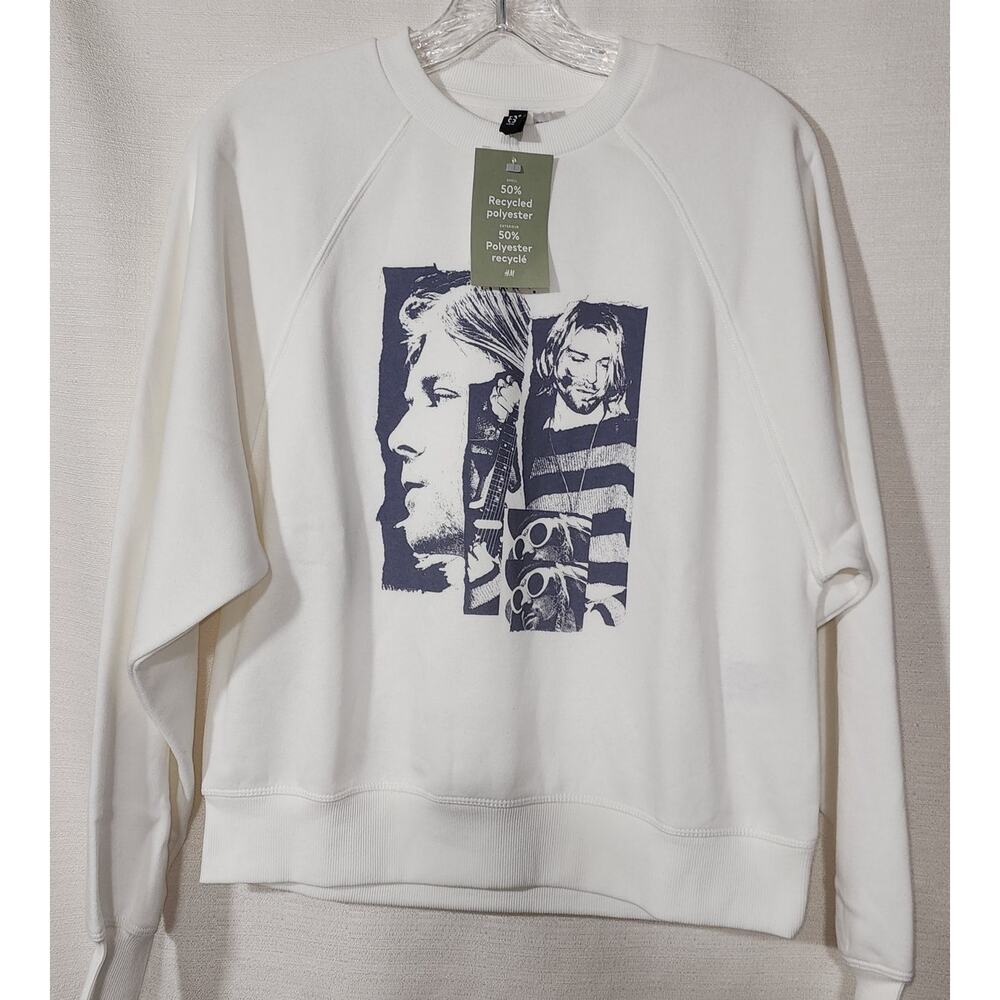 Kurt Cobain white sweatshirt women's XS